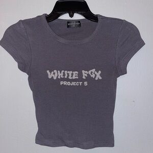 White Fox Boutique Gray Fitted Cap Sleeve Crop Top